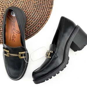 Zodiac Womens Shoes Loafer Black Chunky Horse Bit Platform Heeled Size 9.5